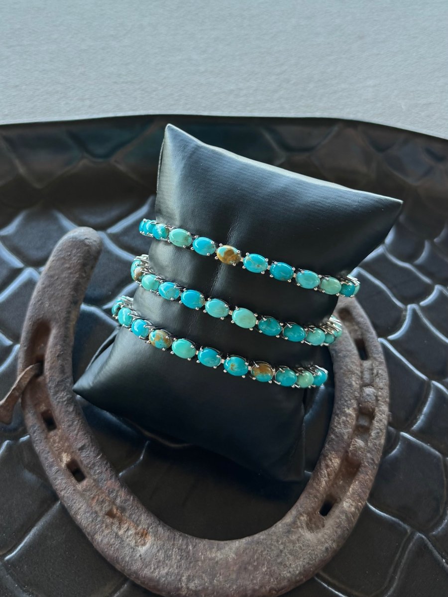 Even Cowgirls Get The Blues Turquoise Tennis Bracelet - Horseshoe J & Co.