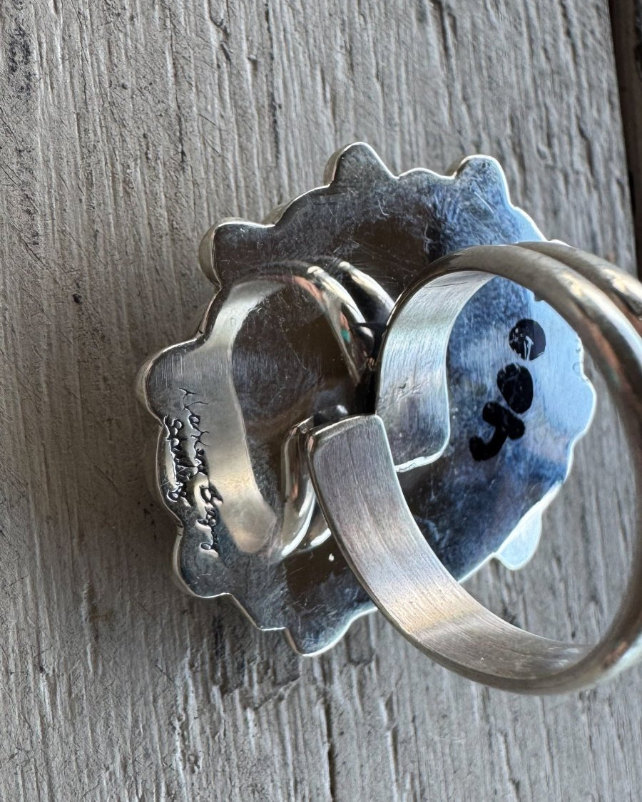 Far Away Places MOP + Turquoise Adjustable Ring - Horseshoe J & Co.
