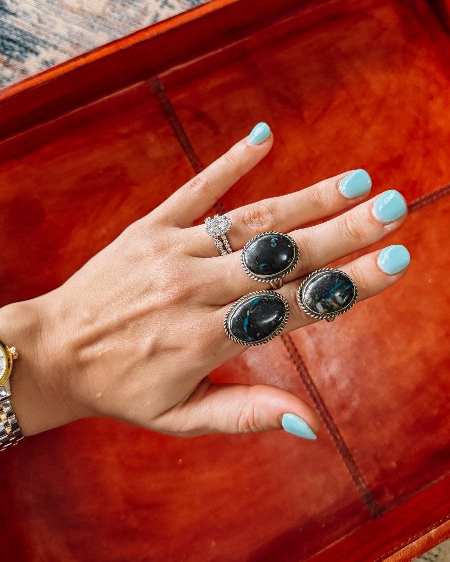 Gadsden Blue Moon Turquoise Adjustable Ring - Horseshoe J & Co.