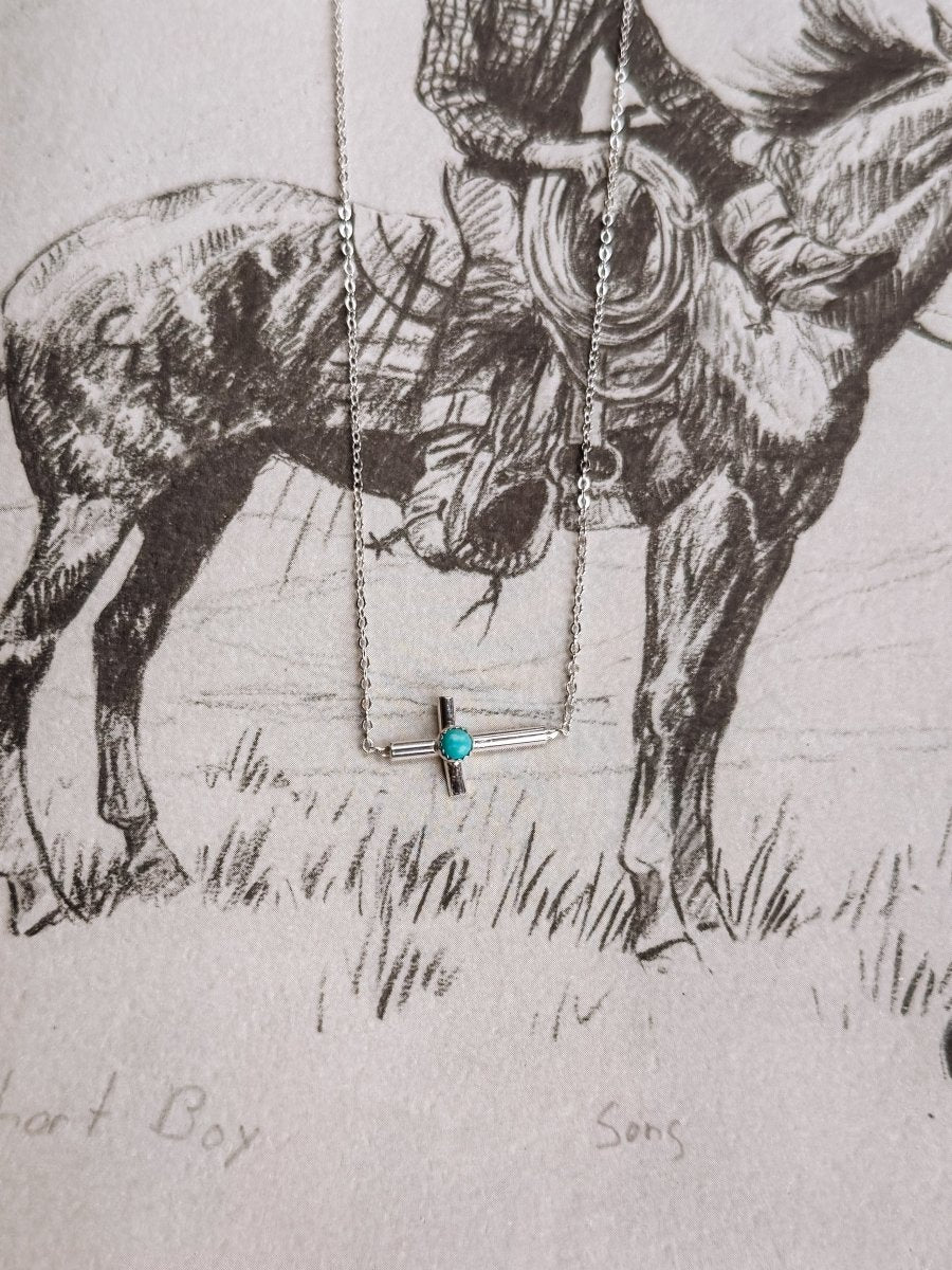 Geraldine Horizontal Turquoise Cross Necklace - Horseshoe J & Co.