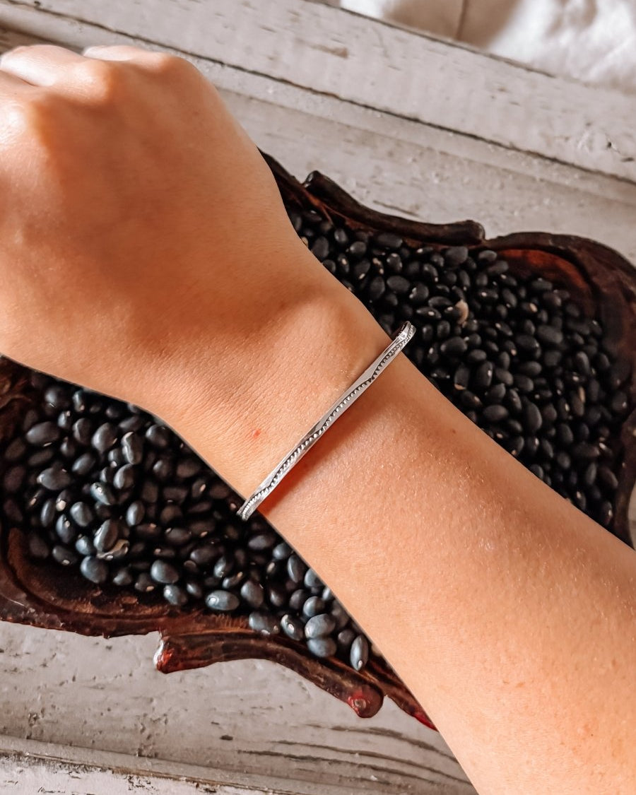 Going to Memphis Silver Stamped Cuff - Horseshoe J & Co.