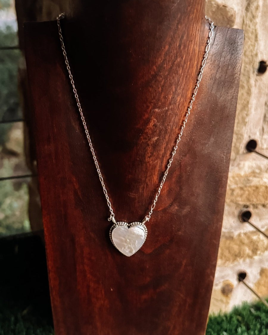 Gruver Mother of Pearl Heart Necklace - Horseshoe J & Co.