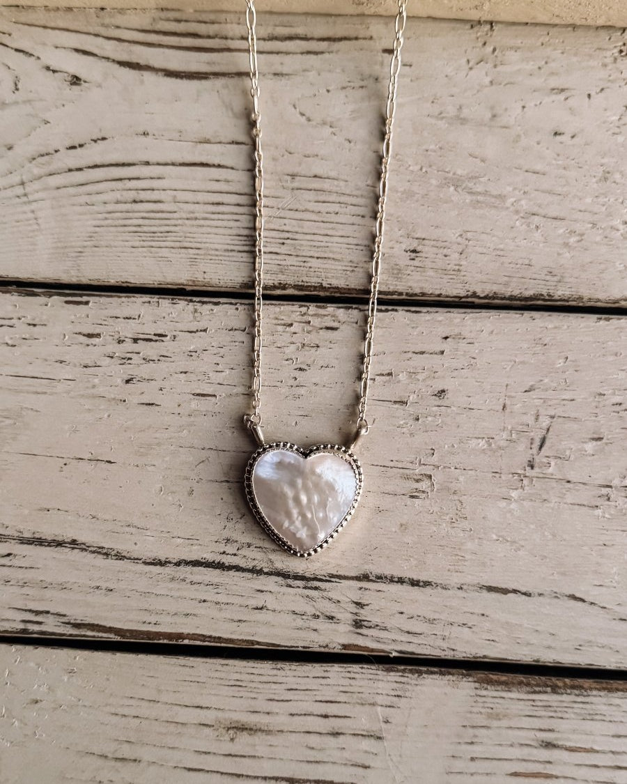 Gruver Mother of Pearl Heart Necklace - Horseshoe J & Co.