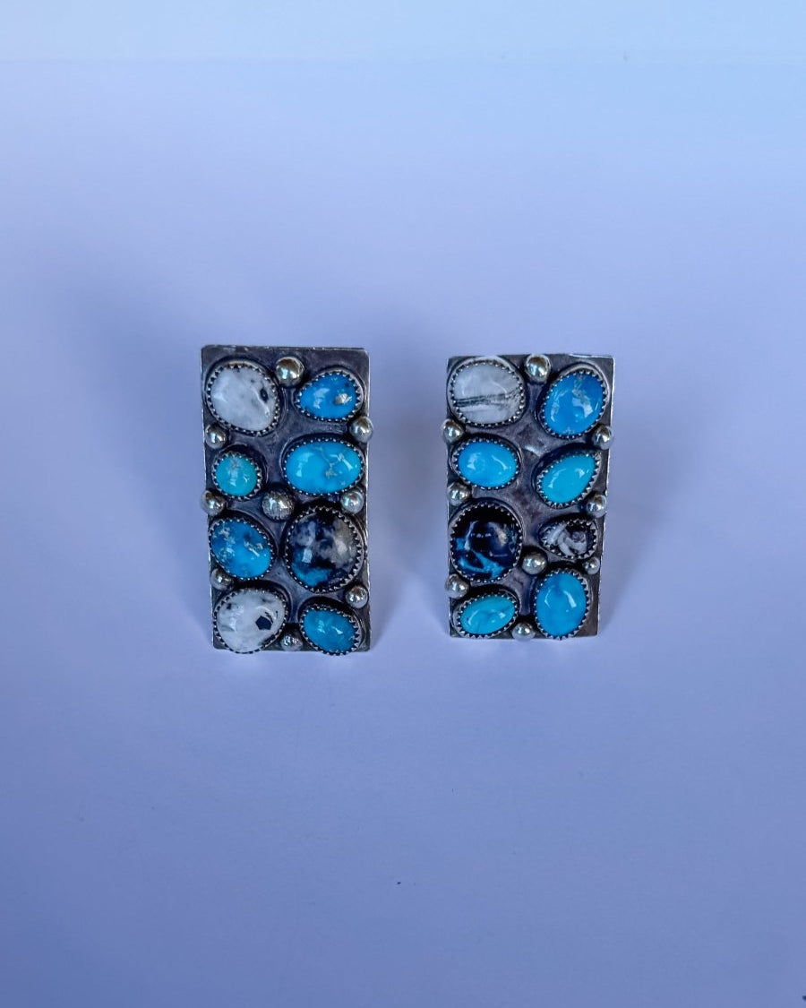 Harley Adjustable Turquoise + White Buffalo Cluster Ring - Horseshoe J & Co.