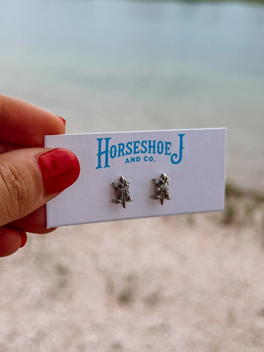Horned Lizard/Toad Stud Earrings - Horseshoe J & Co.