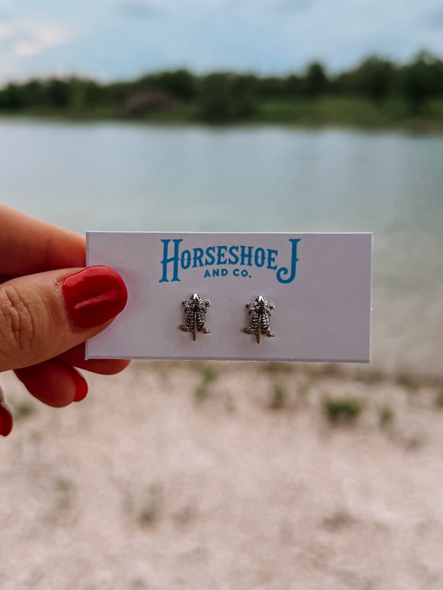 Horned Lizard/Toad Stud Earrings - Horseshoe J & Co.