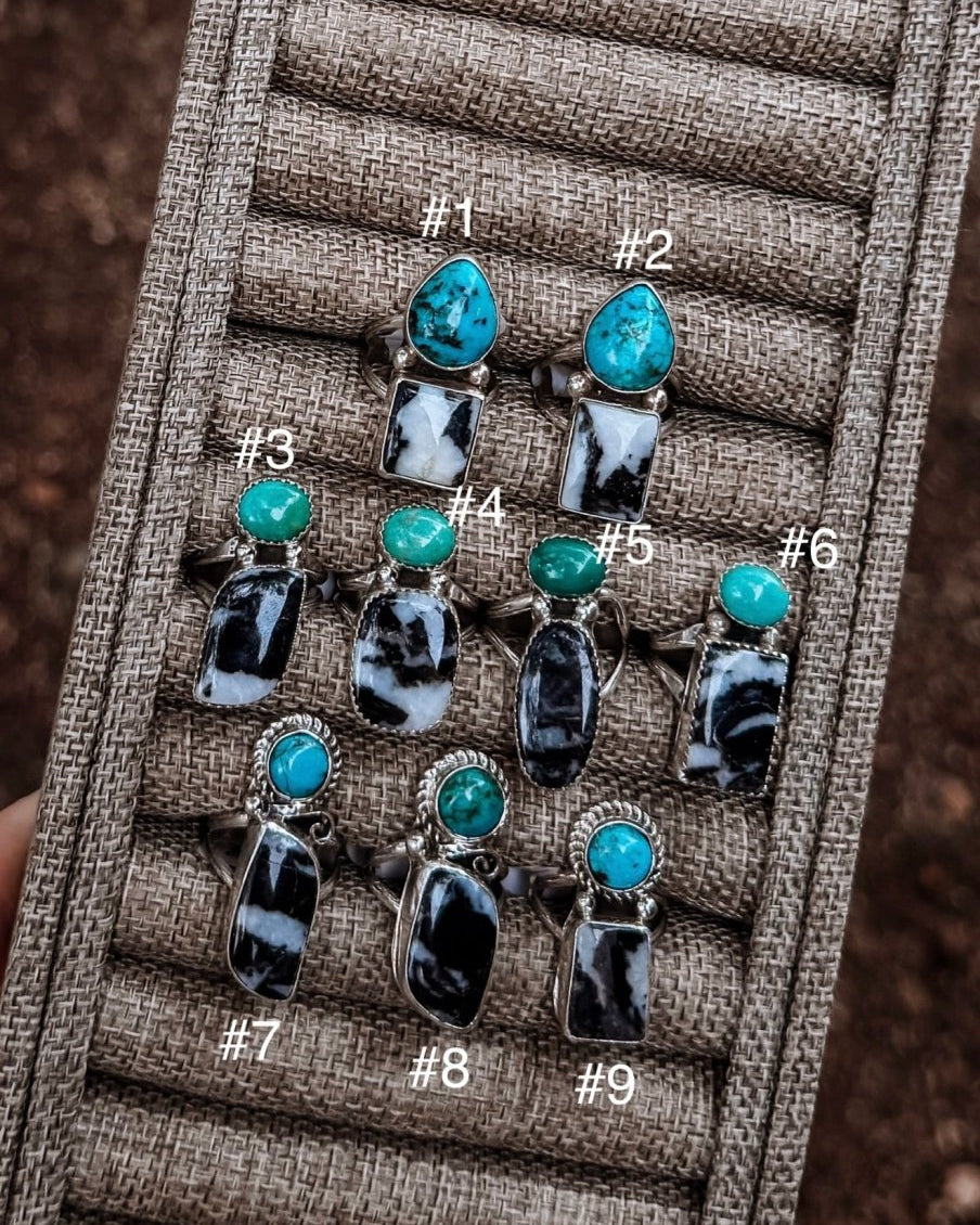 Hyder Zebra Jasper and Turquoise 2 Stone Ring - Horseshoe J & Co.