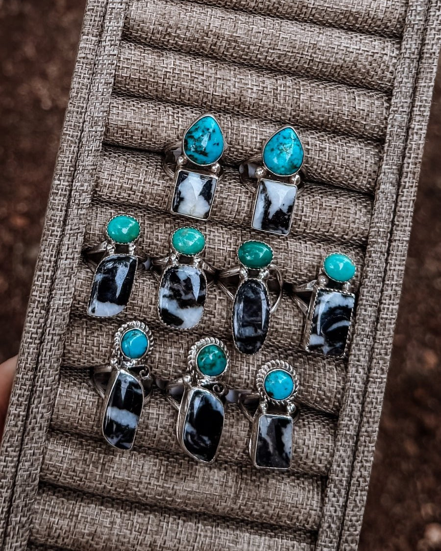 Hyder Zebra Jasper and Turquoise 2 Stone Ring - Horseshoe J & Co.