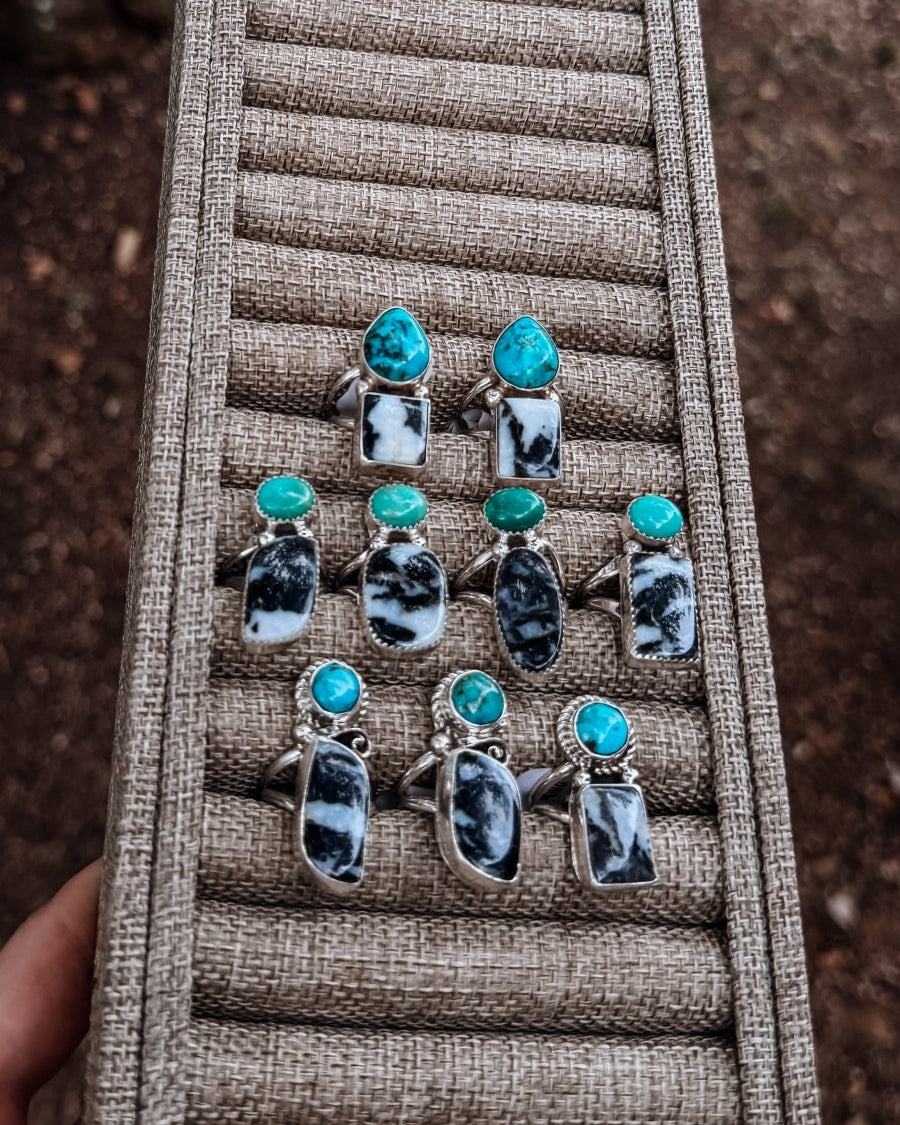 Hyder Zebra Jasper and Turquoise 2 Stone Ring - Horseshoe J & Co.