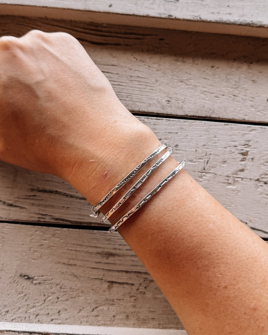 I Walk The Line Stamped Cuff Bracelet - Horseshoe J & Co.