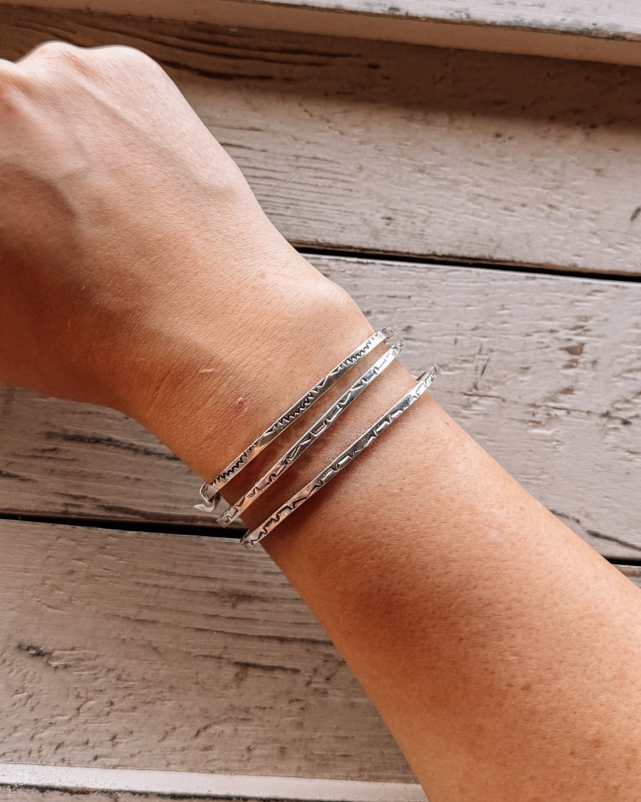 I Walk The Line Stamped Cuff Bracelet - Horseshoe J & Co.