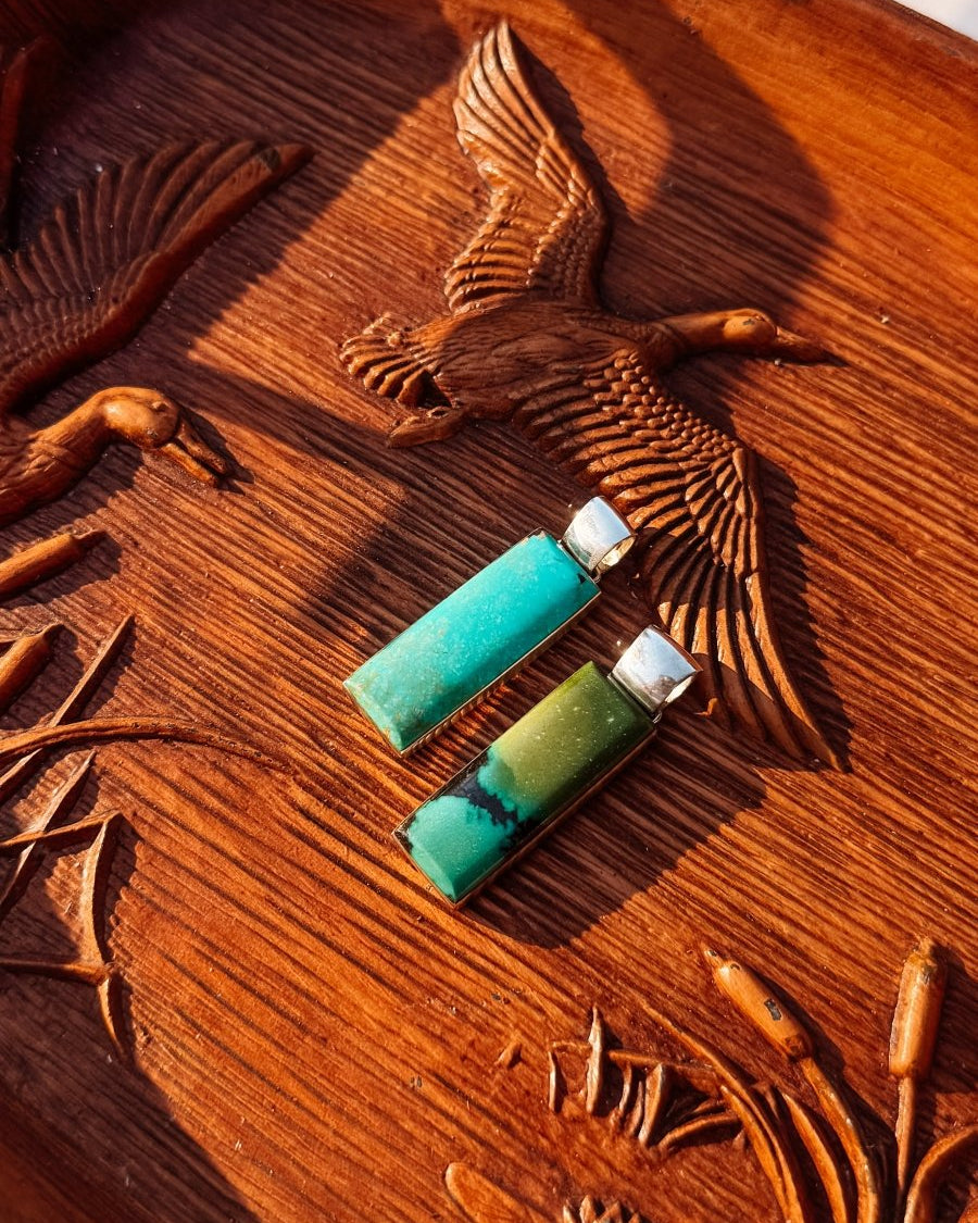 Itasca Turquoise Rectangle Necklace Pendant - Horseshoe J & Co.