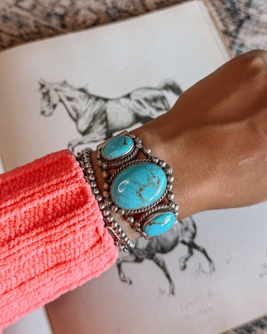 Jiminy Turquoise 3 Stone Cuff Bracelet - bracelet - Horseshoe J & Co.