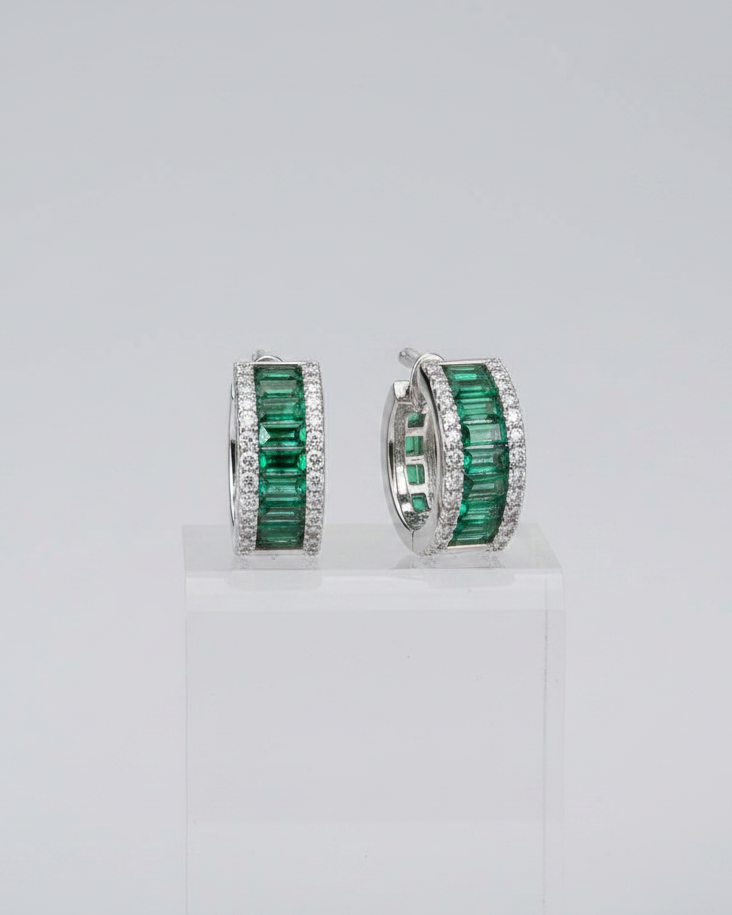 Joplin Emerald Baguette Hoops - Wooten's