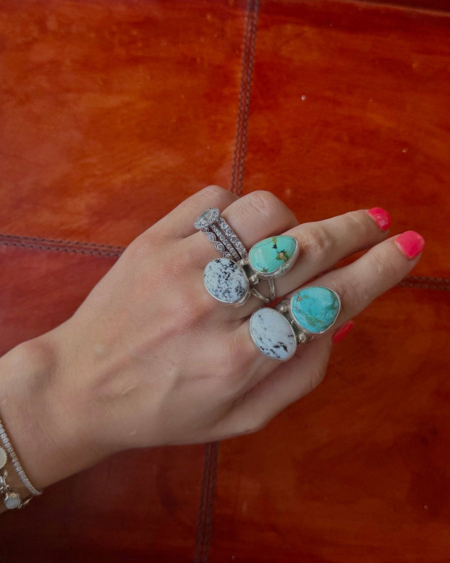 Keeline White Buffalo + Turquoise Ring - Horseshoe J & Co.