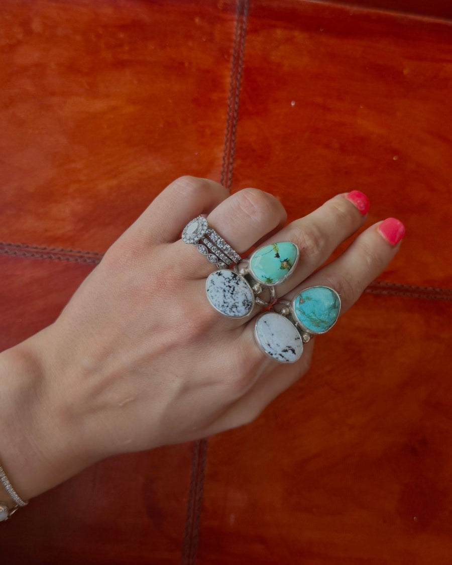 Keeline White Buffalo + Turquoise Ring - Horseshoe J & Co.