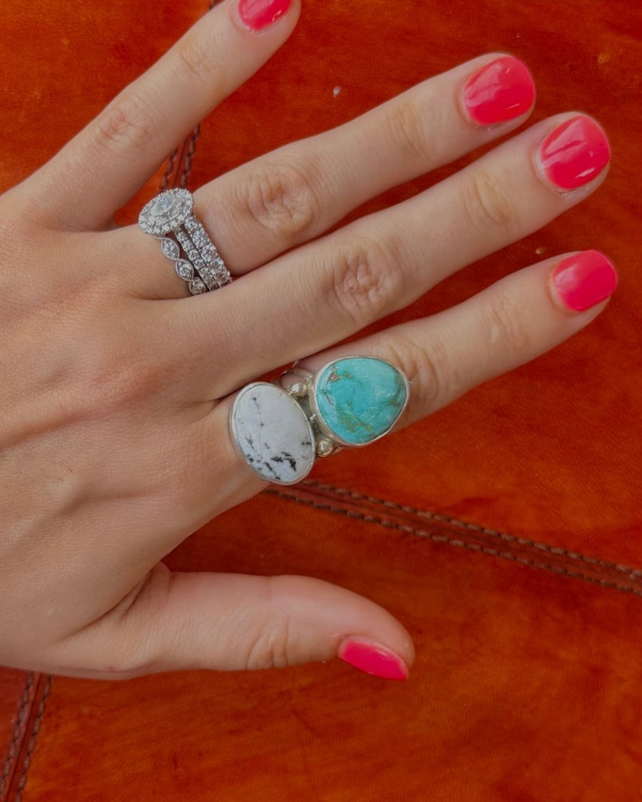 Keeline White Buffalo + Turquoise Ring - Horseshoe J & Co.