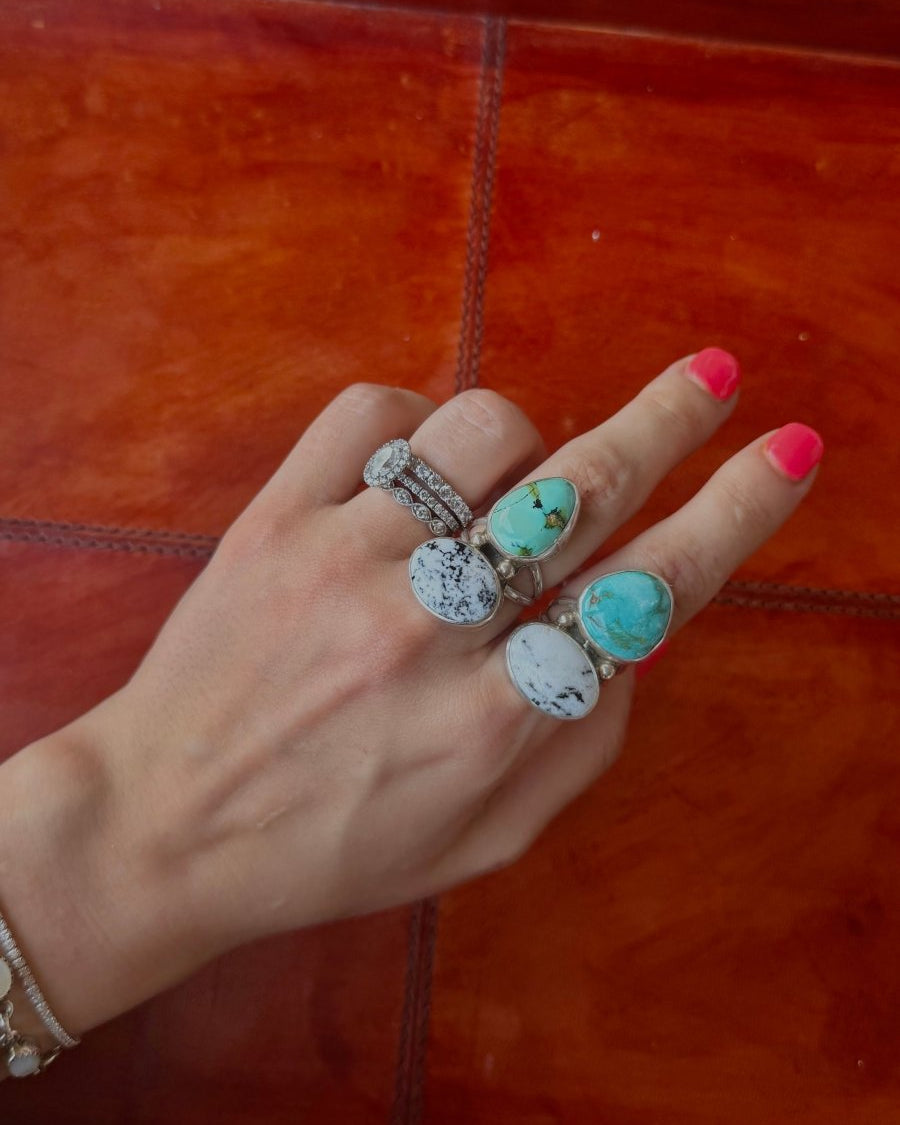 Keeline White Buffalo + Turquoise Ring - Horseshoe J & Co.