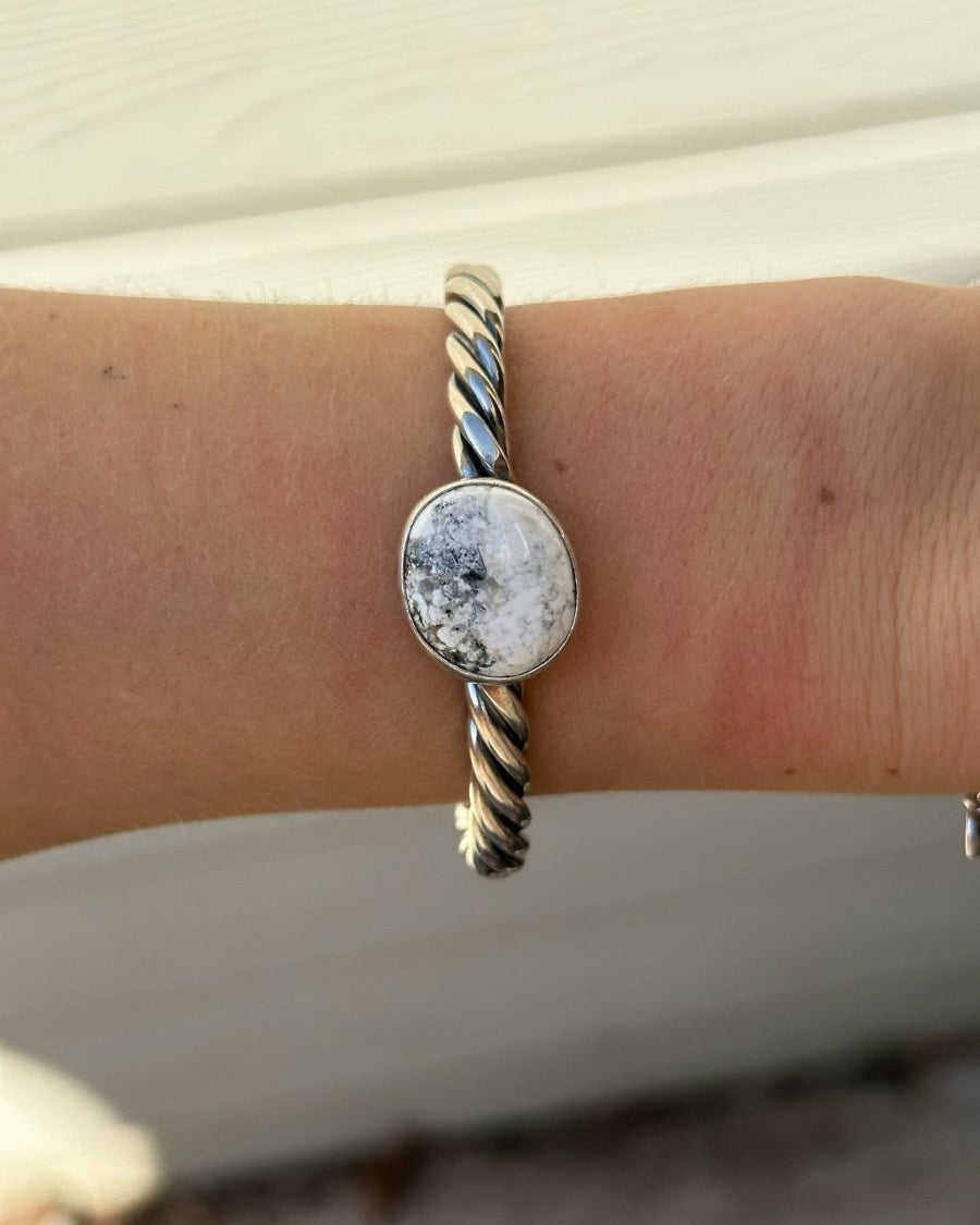 Keithville White Buffalo Cable Cuff - Horseshoe J & Co.