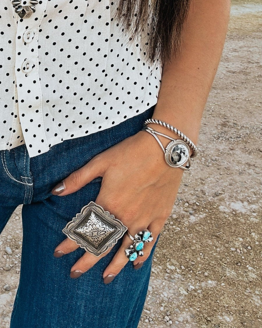 Keithville White Buffalo Cable Cuff - Horseshoe J & Co.