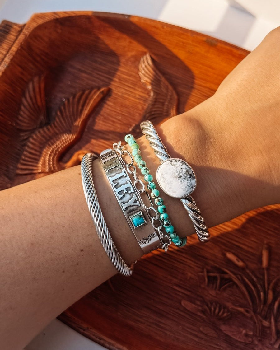 Keithville White Buffalo Cable Cuff - Horseshoe J & Co.