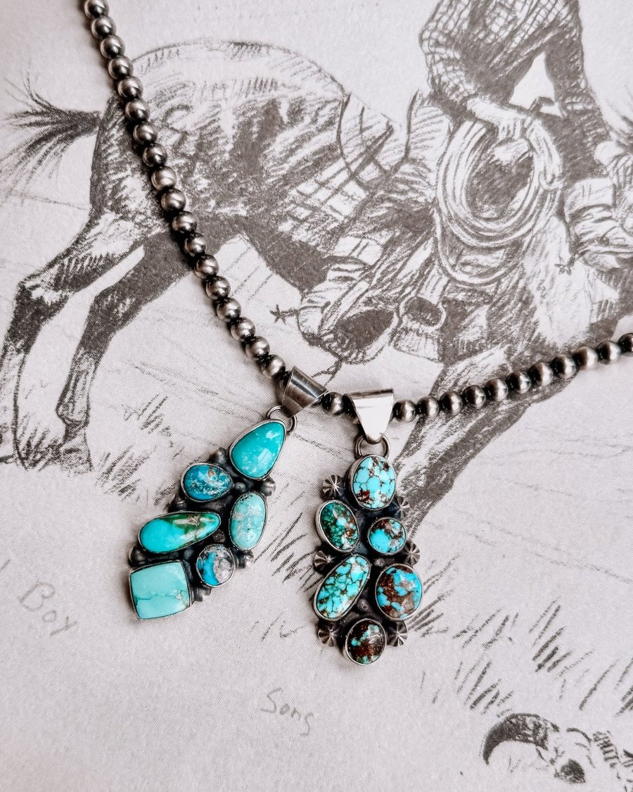 Lanatte Turquoise Cluster Pendant - Horseshoe J & Co.