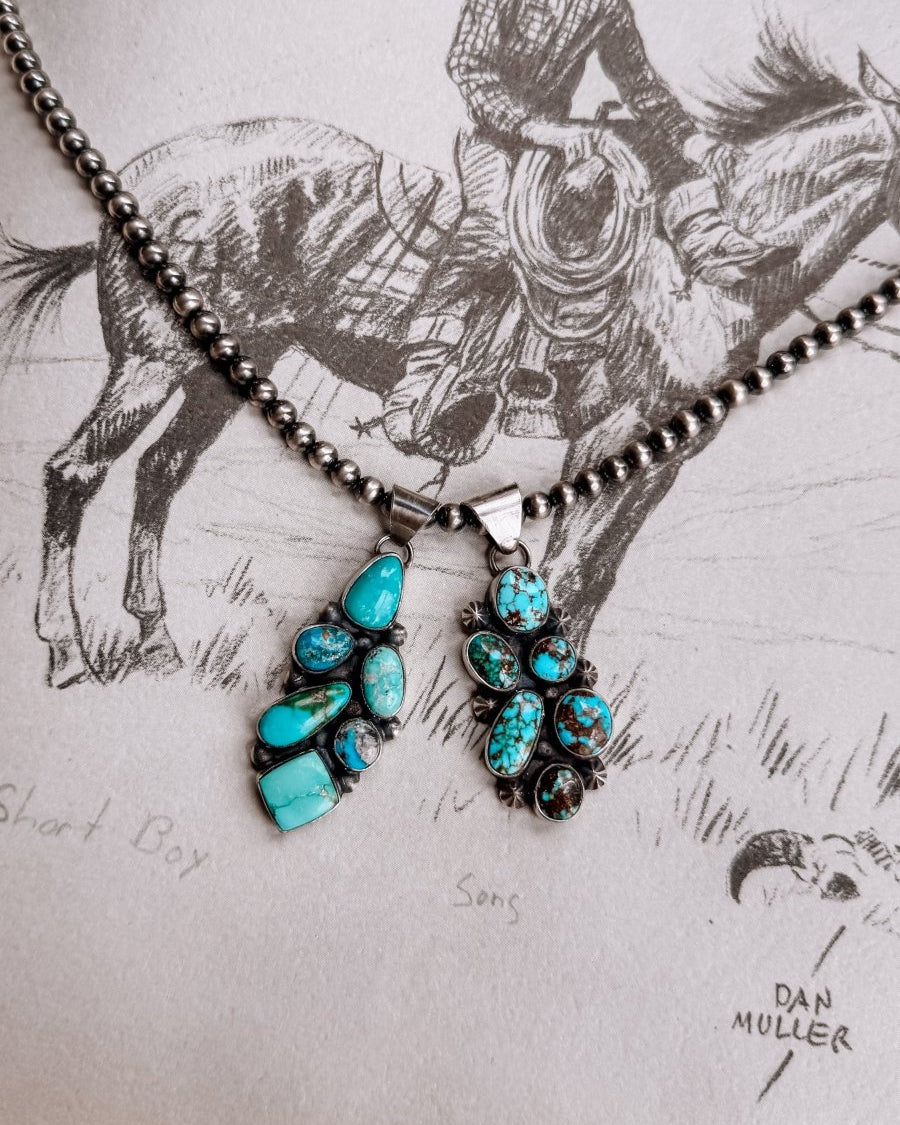 Lanatte Turquoise Cluster Pendant - Horseshoe J & Co.