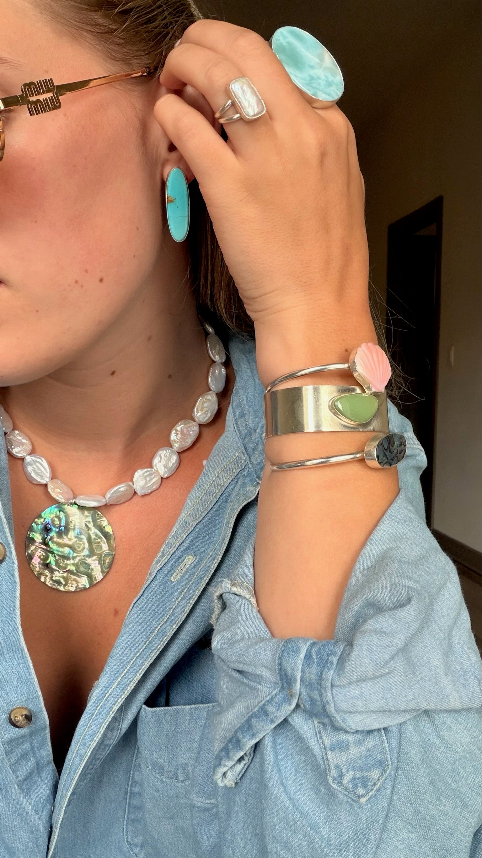 Largo Abalone on Freshwater Pearl Necklace - Wooten's