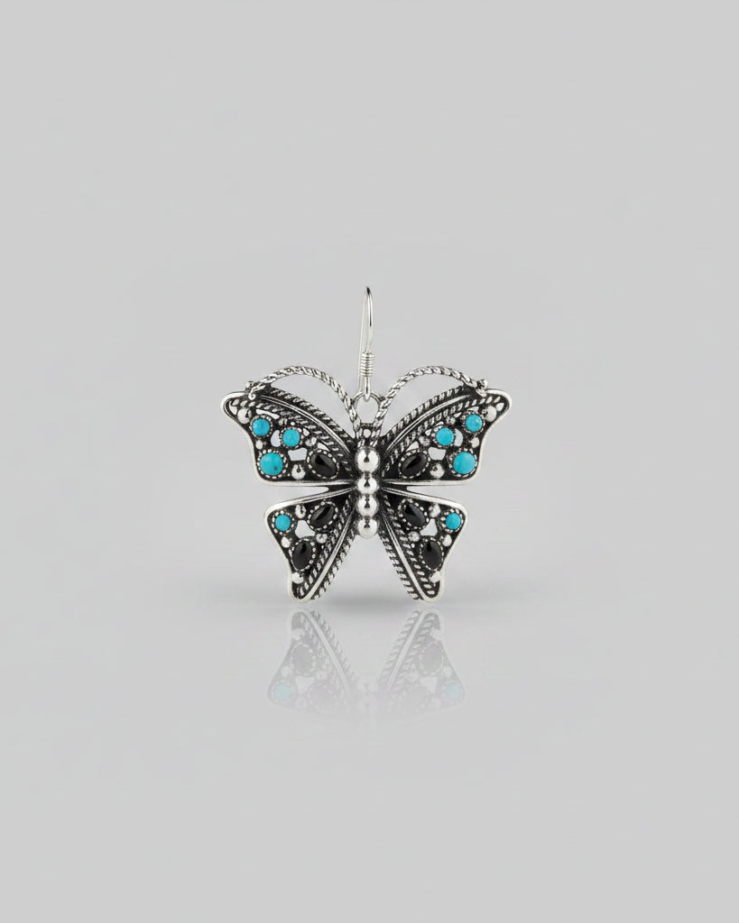 Lark Turquoise/Black Onyx Butterfly Earrings - Horseshoe J & Co.