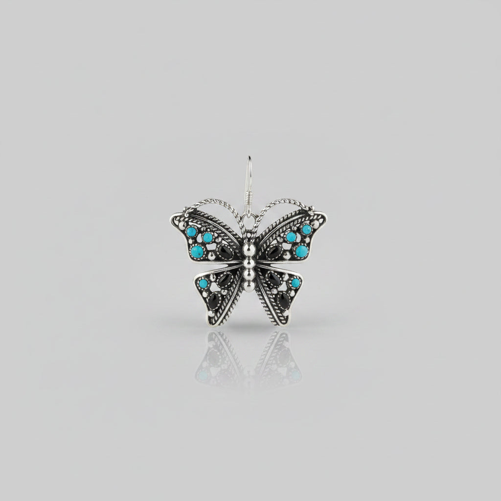 Lark Turquoise/Black Onyx Butterfly Earrings - Horseshoe J & Co.