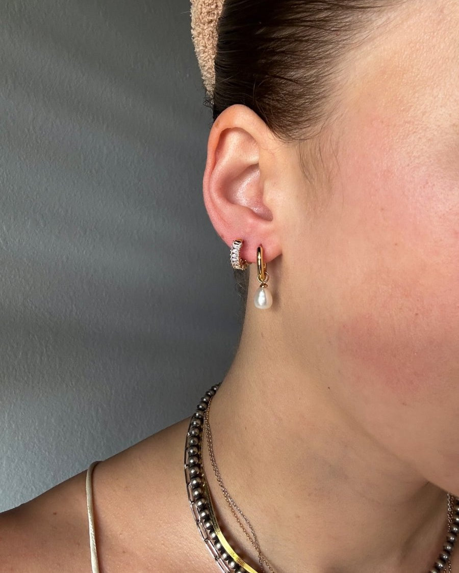 Laurel Gold Plated Baguette Hoops - Wooten's