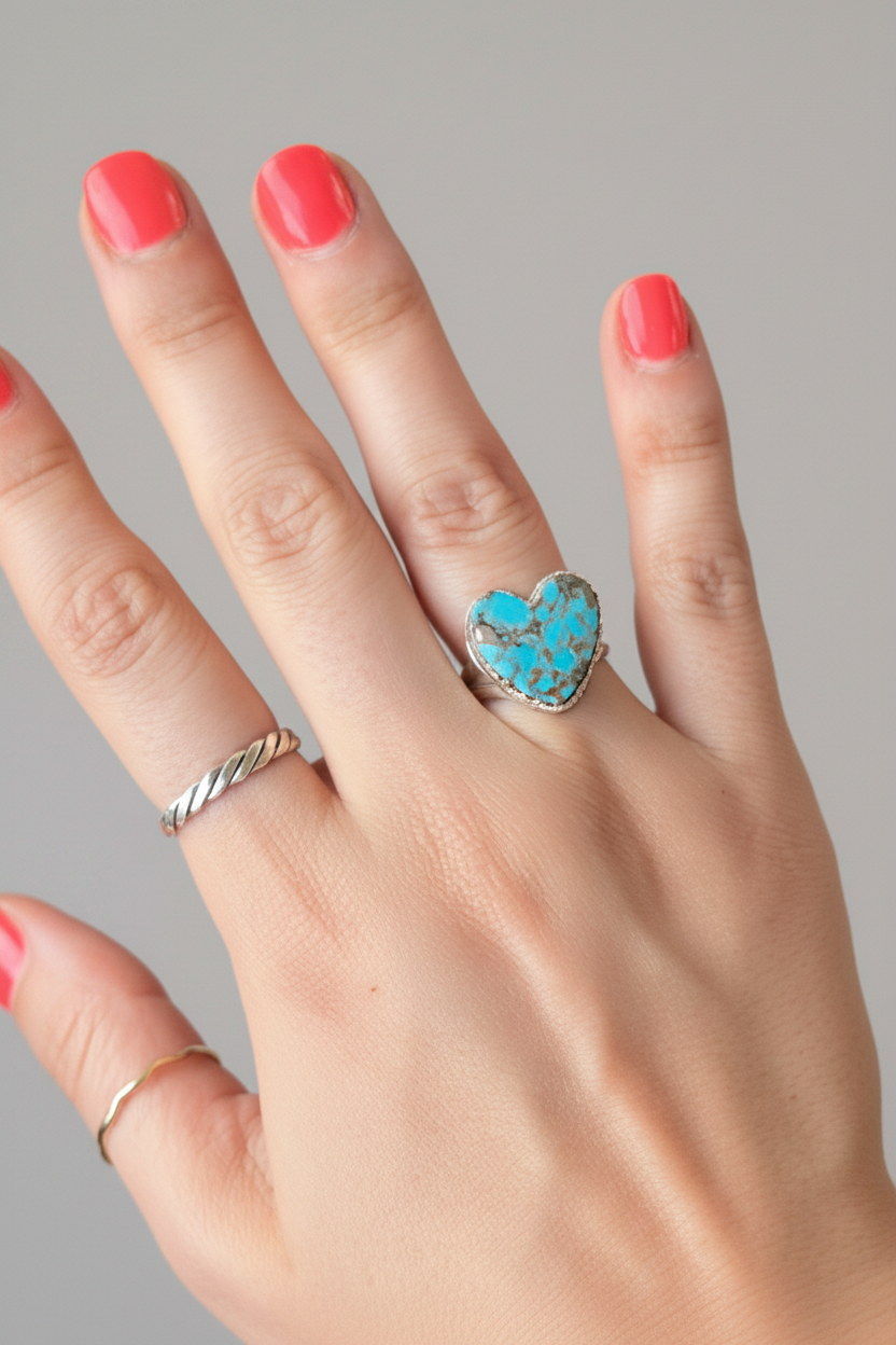 Seminoe Turquoise Heart Ring - Wooten's