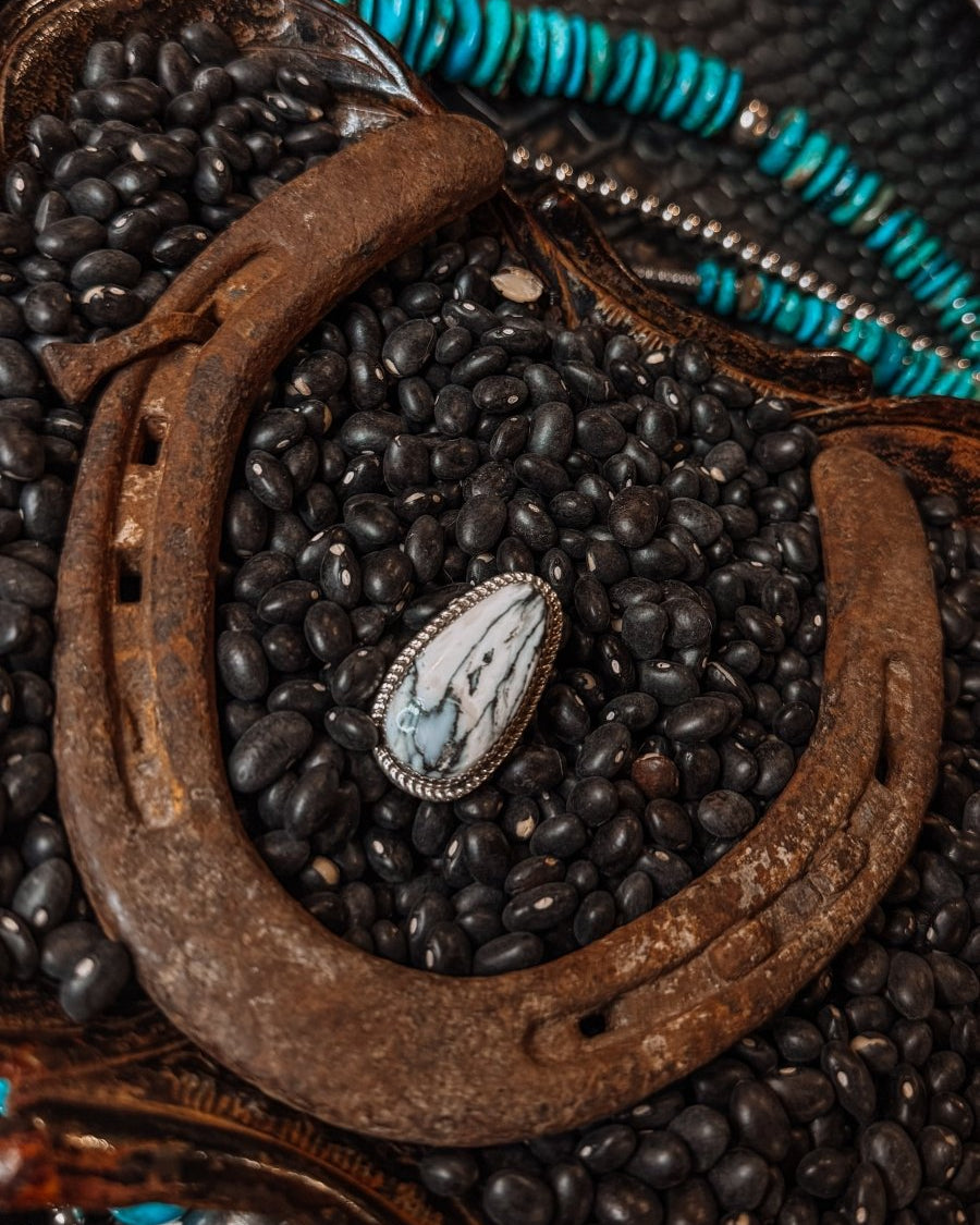 Lightning White Buffalo Ring - Horseshoe J & Co.