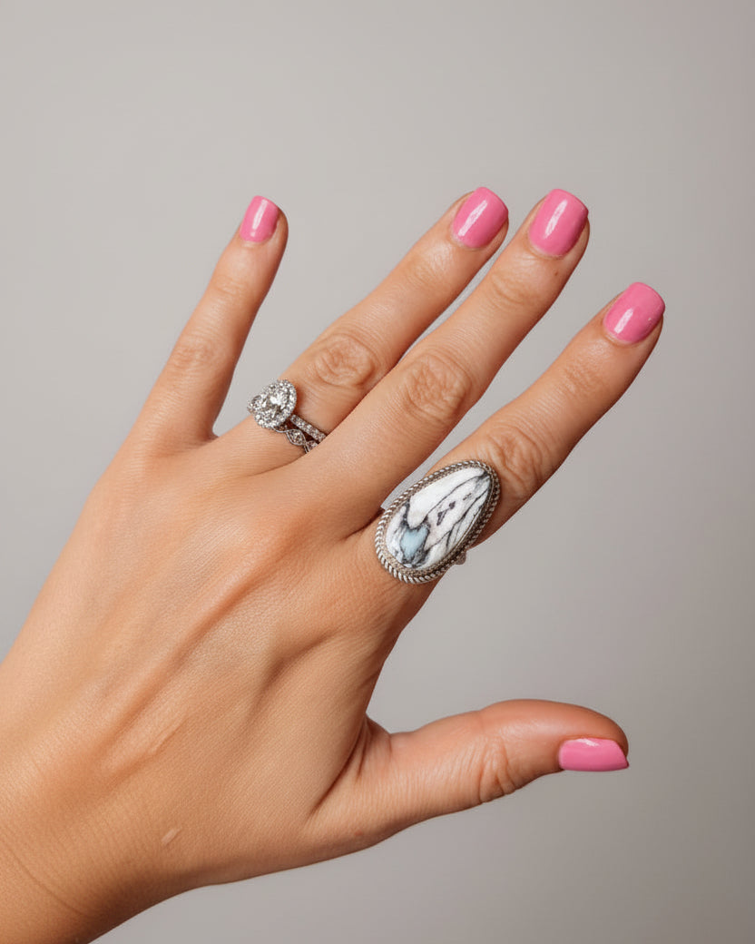 Lightning White Buffalo Ring - Horseshoe J & Co.