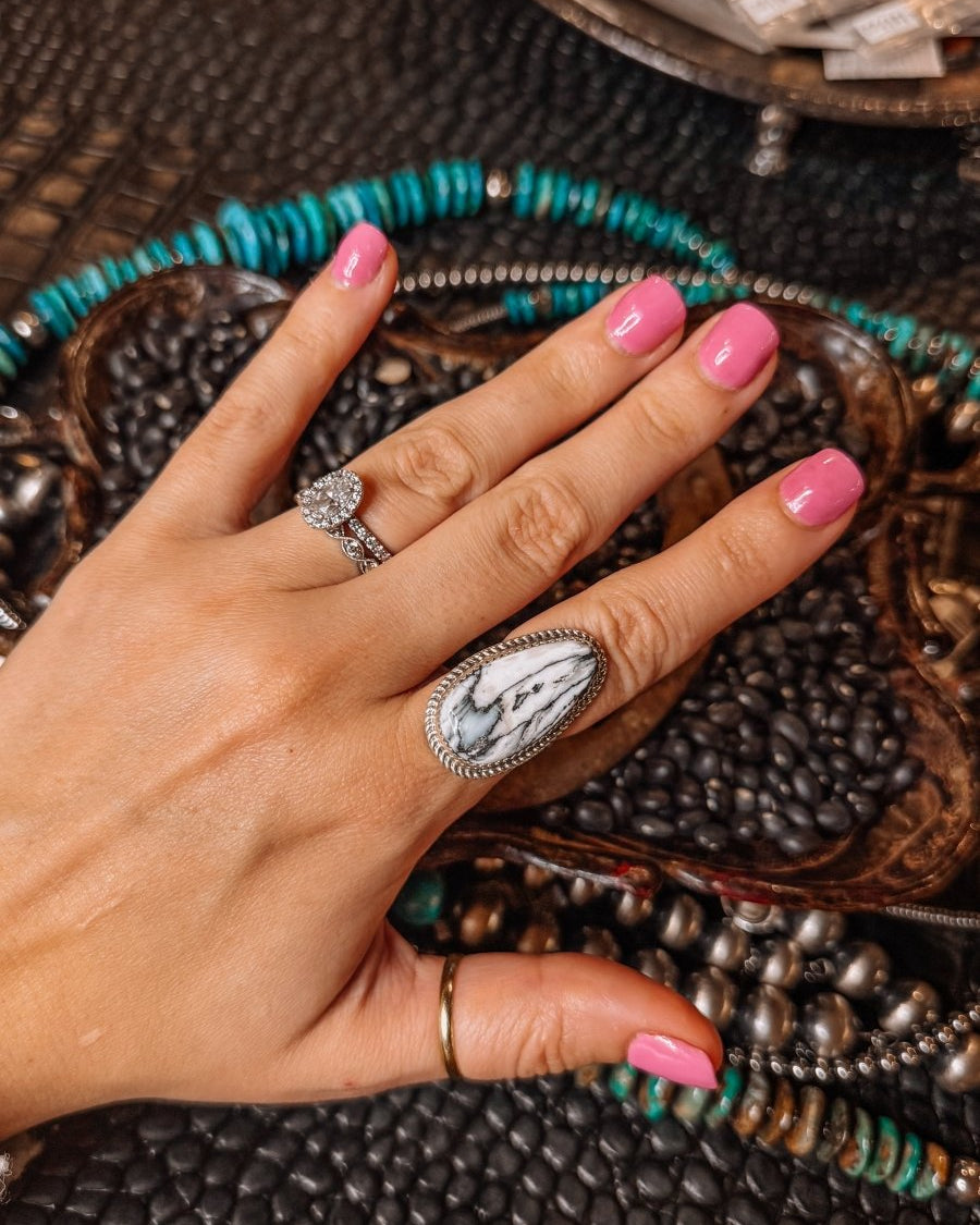 Lightning White Buffalo Ring - Horseshoe J & Co.