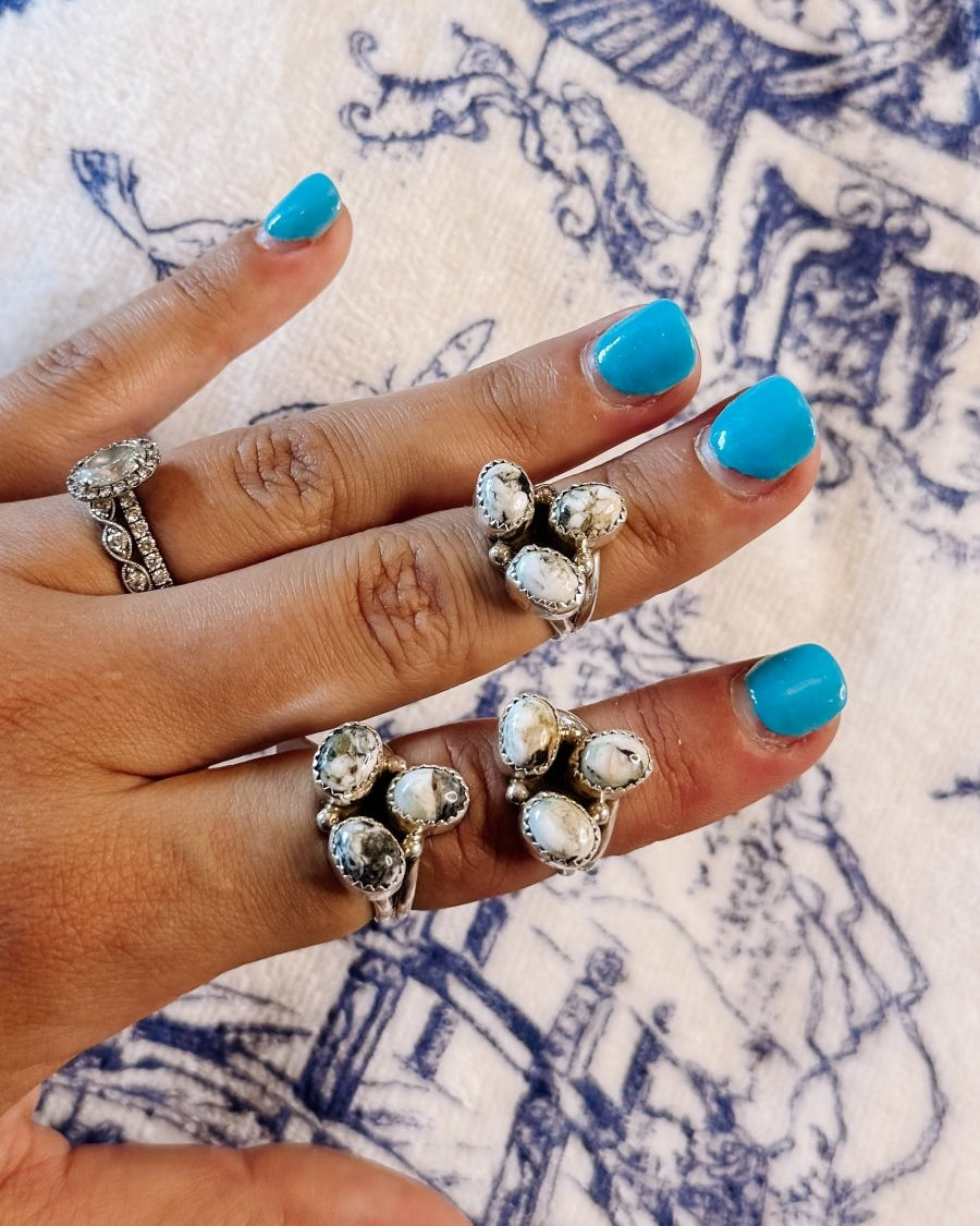 Lindale White Buffalo 3 Stone Ring - ring - Horseshoe J & Co.