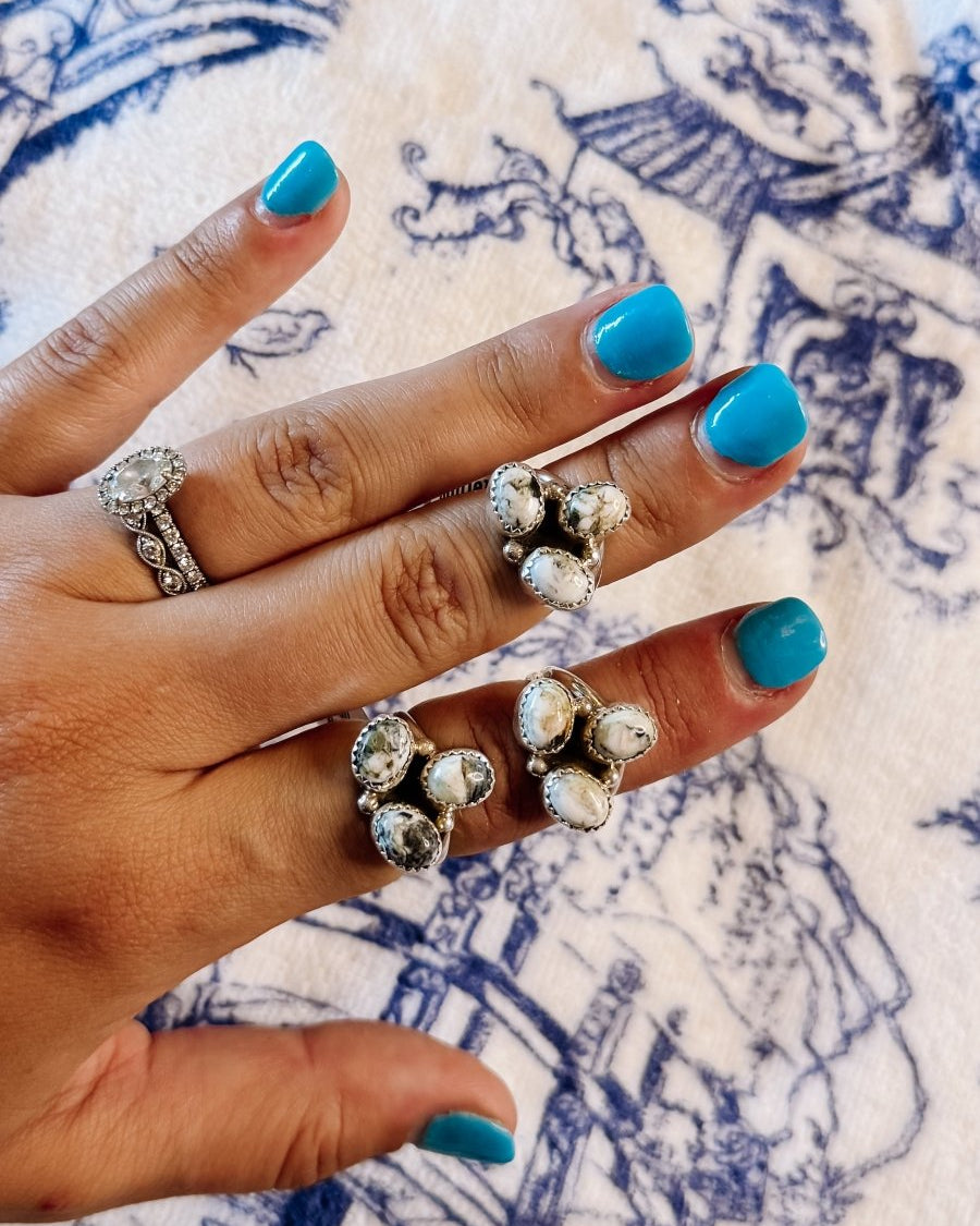 Lindale White Buffalo 3 Stone Ring - ring - Horseshoe J & Co.