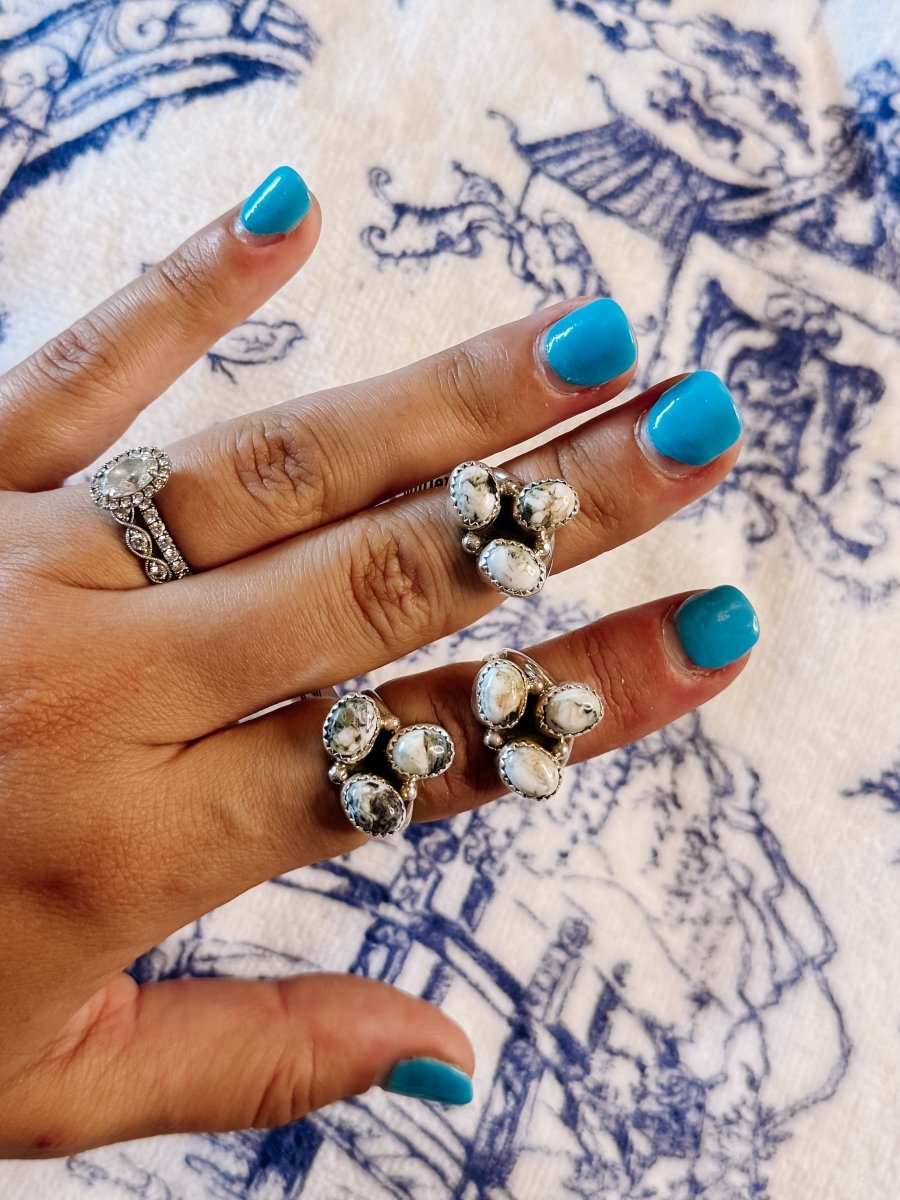 Lindale White Buffalo 3 Stone Ring - ring - Horseshoe J & Co.