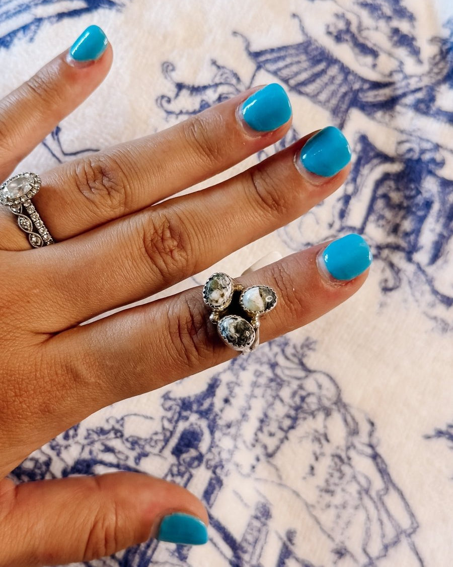 Lindale White Buffalo 3 Stone Ring - ring - Horseshoe J & Co.