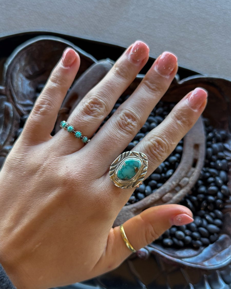 Living for the Night Adjustable Turquoise Ring - Horseshoe J & Co.