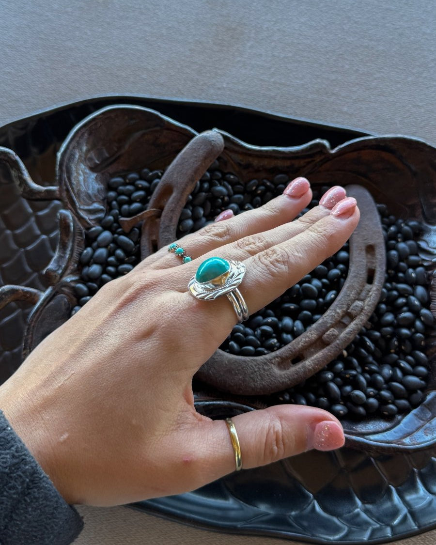 Living for the Night Adjustable Turquoise Ring - Horseshoe J & Co.