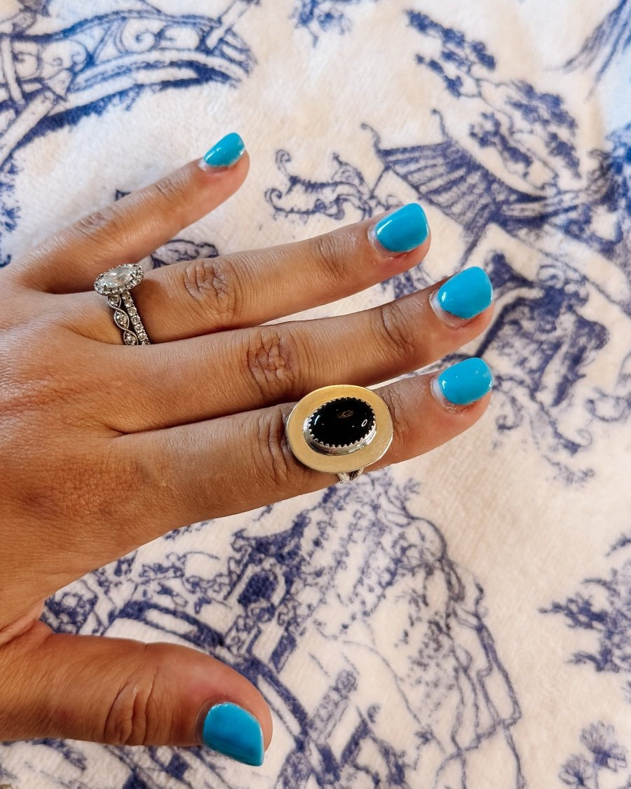 Lockney Black Onyx Ring - ring - Horseshoe J & Co.