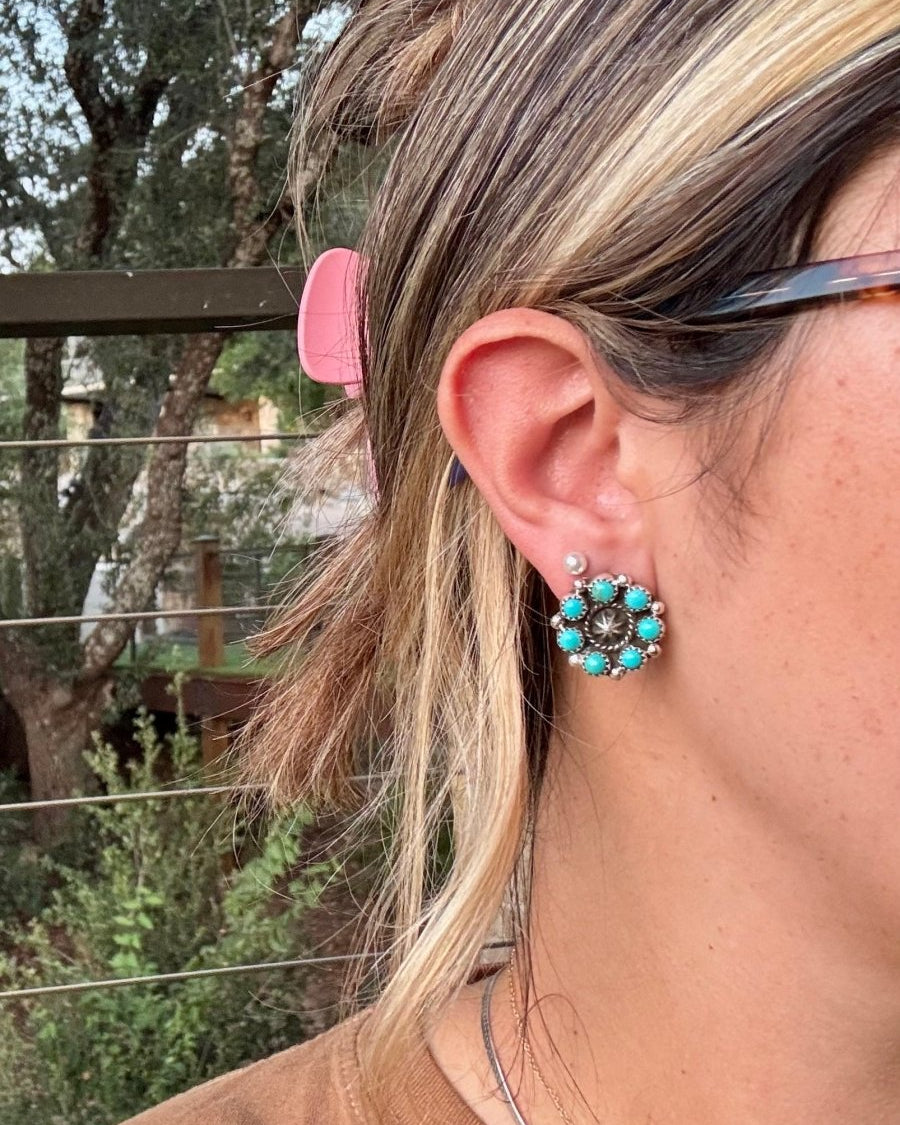 Lubbock Turquoise Cluster Earrings - Horseshoe J & Co.