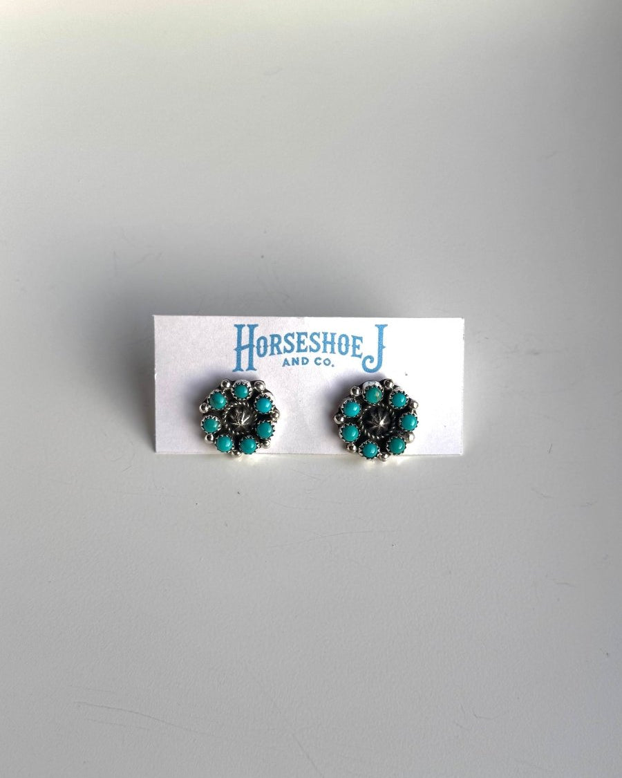 Lubbock Turquoise Cluster Earrings - Horseshoe J & Co.