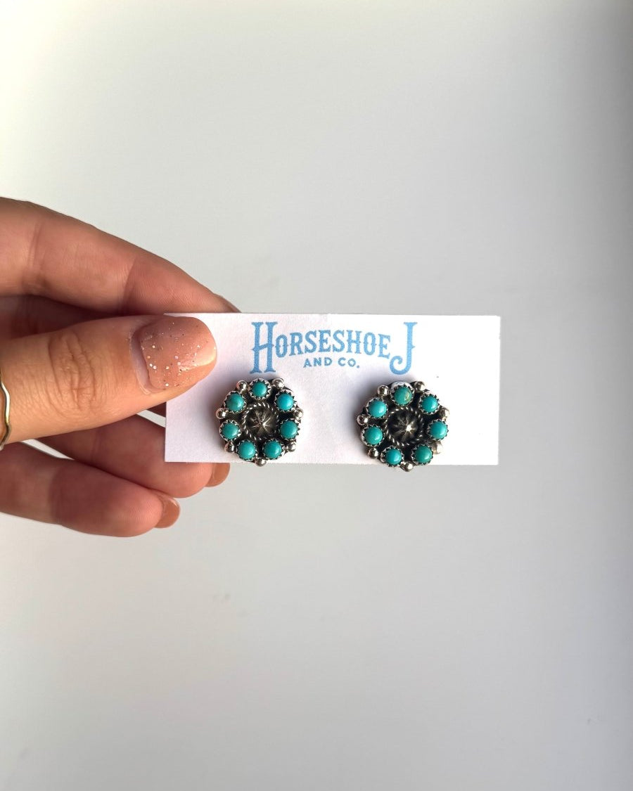 Lubbock Turquoise Cluster Earrings - Horseshoe J & Co.