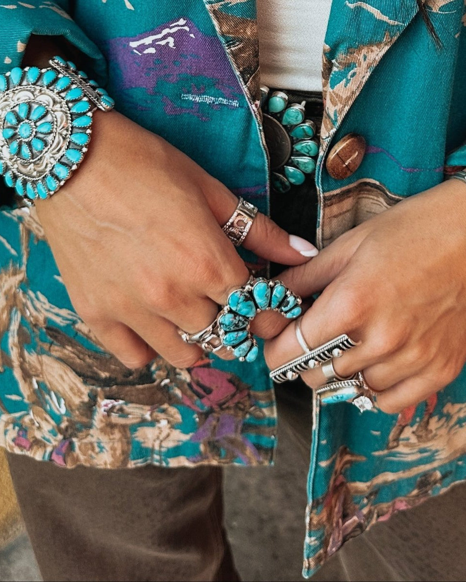 Mammoth 3 Strand Pearl + Turquoise Necklace - Horseshoe J & Co.