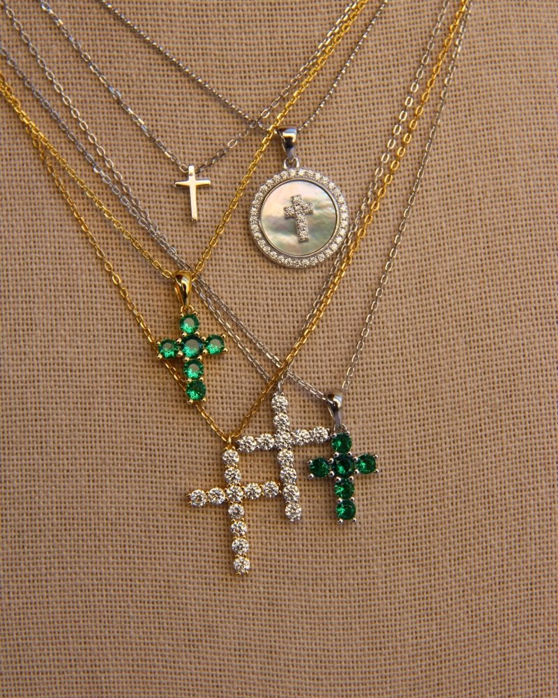 Miner Emerald Cross Necklace - Horseshoe J & Co.