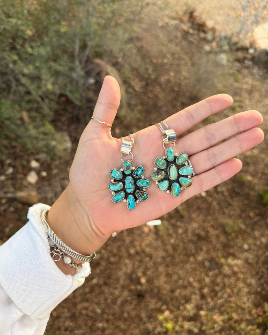 Monterey Turquoise Cluster Pendant/Necklace - bracelet - Horseshoe J & Co.