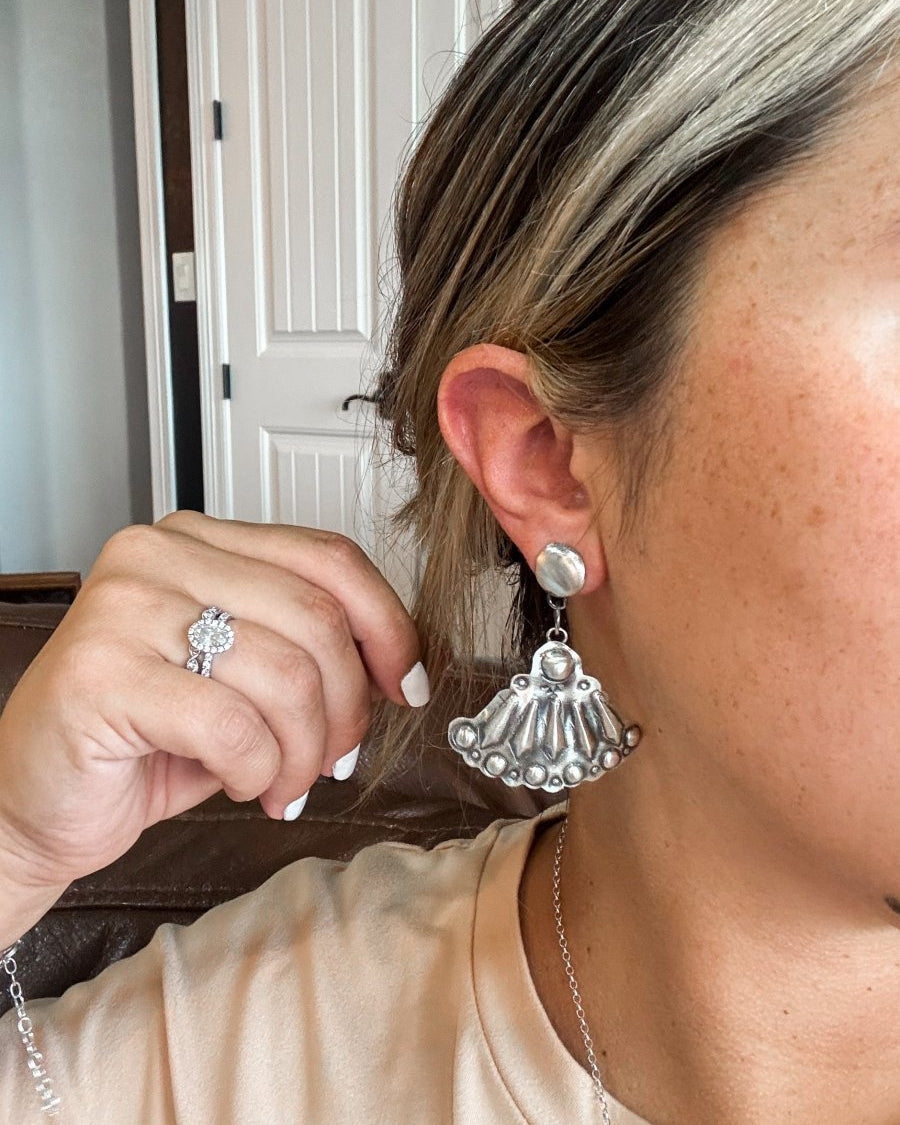 Muleshoe Silver Dangle Earrings - Horseshoe J & Co.