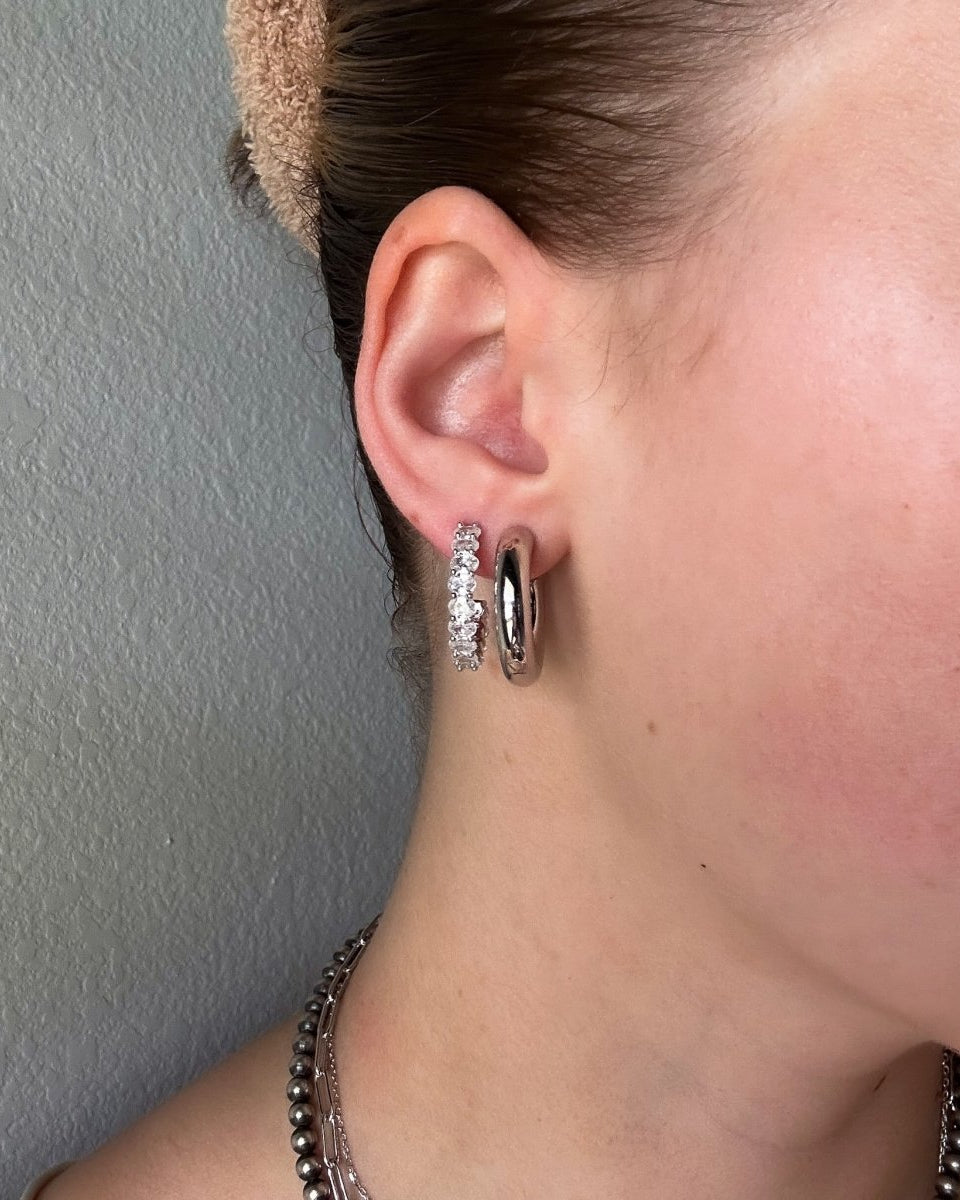 Myers Oval Studded Hoop Earrings - Horseshoe J & Co.